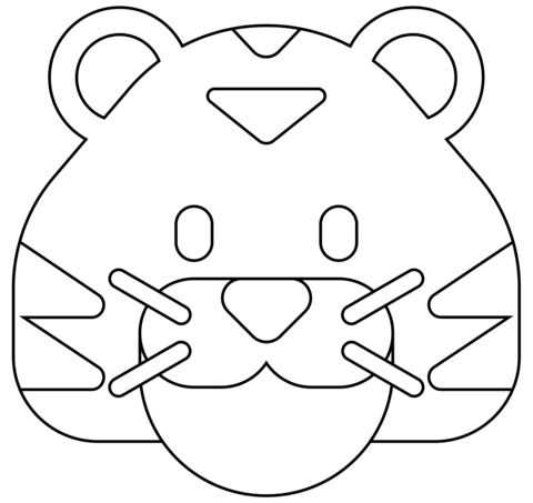 Tiger Face Emoji Coloring Page